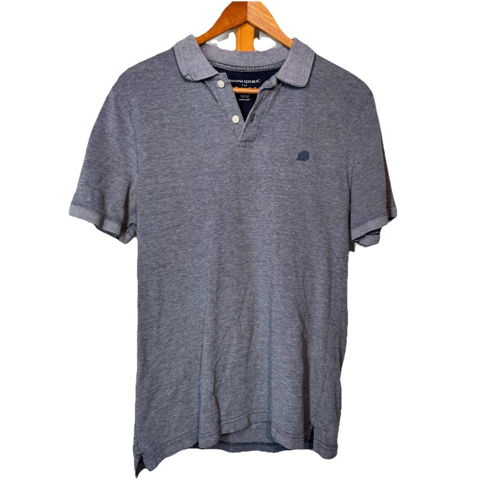 Banana Republic Polo Shirt Short Sleeve Classic Embroidered Logo Men's Med Grey